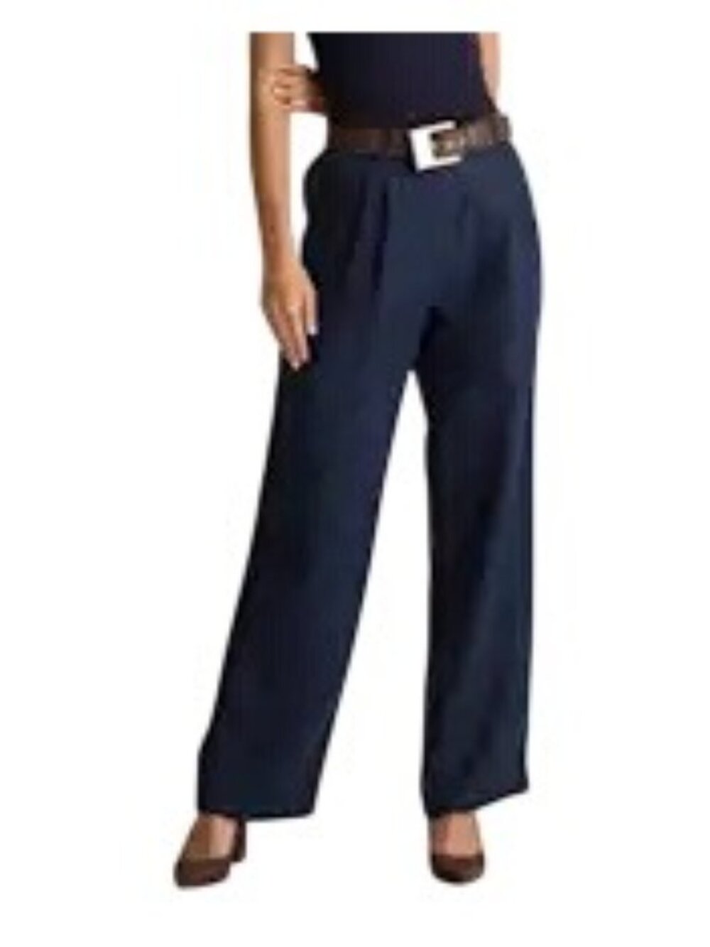 Quince 100% European Linen Pleated Trouser Navy Size 16 Pockets Zipper NWT